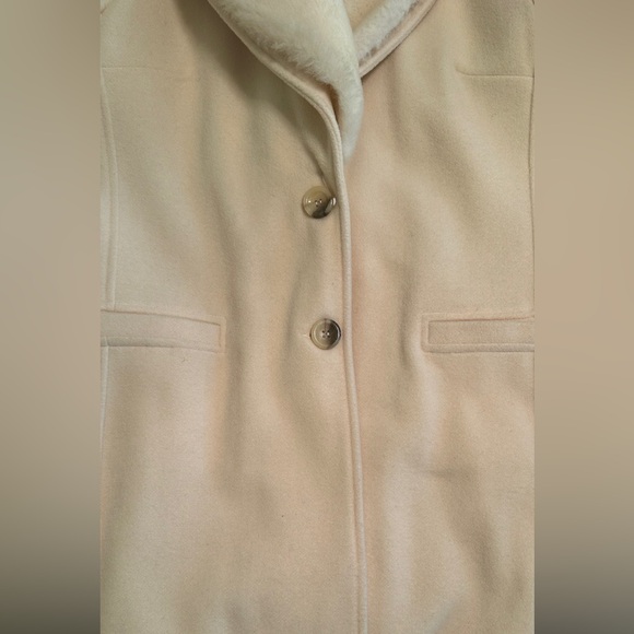 Anastasio Wool Long Coat with Fur Collar – Cream – Size 48 (Fits M/L) - Picture 5 of 16